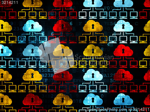 Image of Cloud technology concept: Cloud Network icons on Digital background
