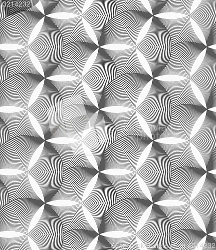 Image of Monochrome striped puckered hexagons