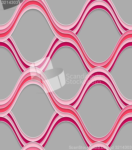 Image of Pink embossed interlocking wavy lines