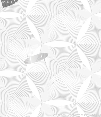 Image of 3D white striped puckered hexagons