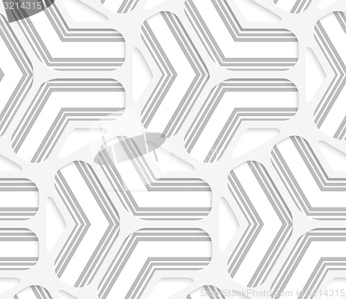 Image of 3D white rounded grid with gray stripes 