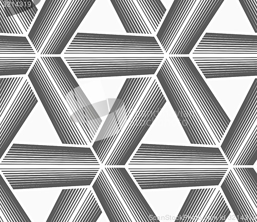 Image of Monochrome halftone striped tetrapods with white grid