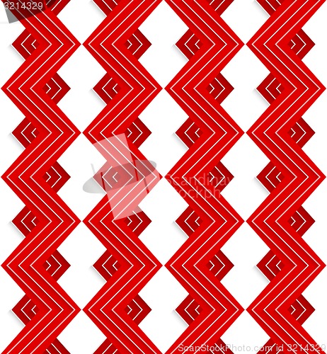 Image of Red embossed zigzag with white lines