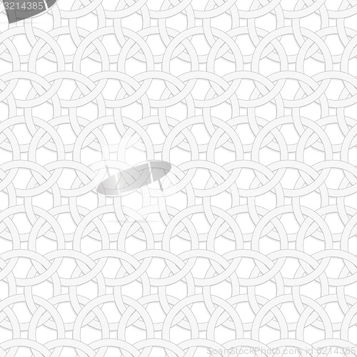 Image of 3D interlocking circles on white