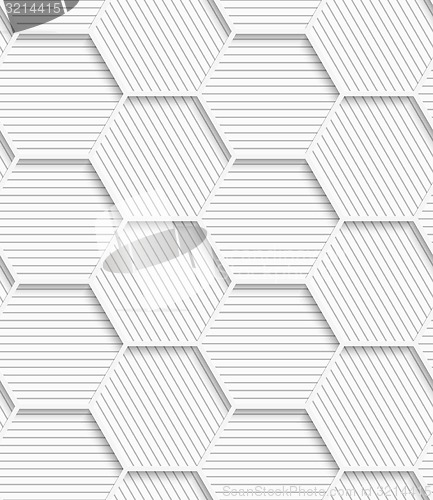 Image of 3D white striped gray hexagonal net