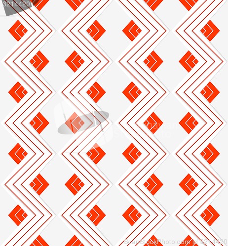 Image of White embossed zigzag with red lines
