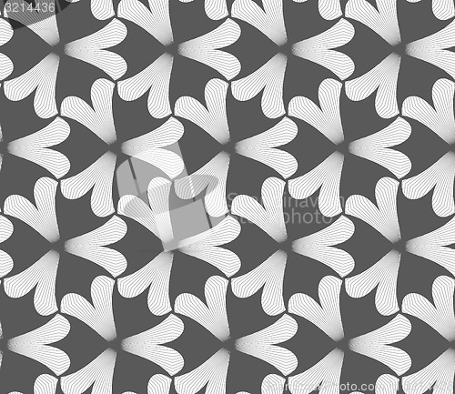 Image of Monochrome black pointy three pedal flowers