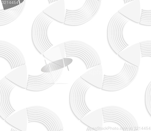 Image of 3D white striped semicircles and triangles