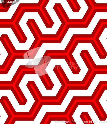 Image of 3D colored deep red diagonal fence