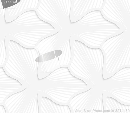 Image of 3D white abstract three pedal flower with gray stripes