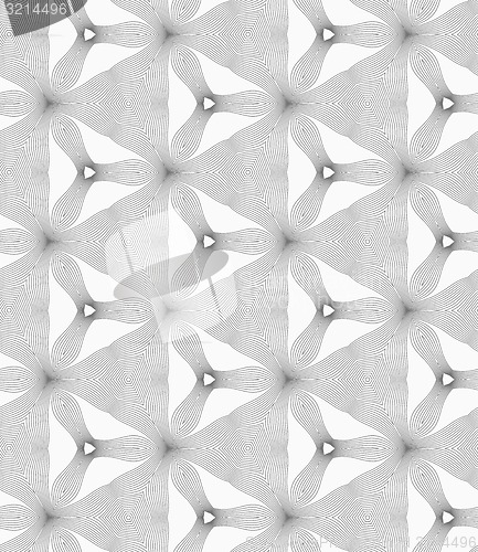 Image of Slim gray hatched small trefoils and triangles