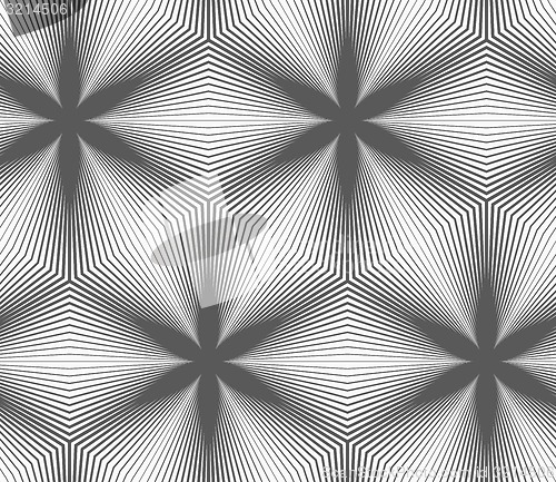 Image of Slim gray striped hexagons forming black flowers