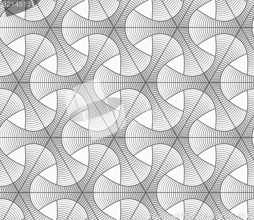 Image of Monochrome gradually striped tetrapods and grid