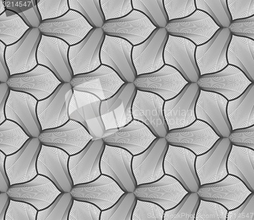 Image of Monochrome striped three pedal flowers with black contour