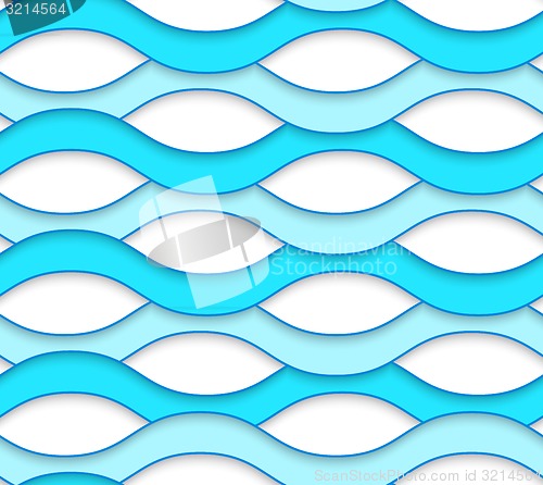Image of White embossed interlocking blue waves
