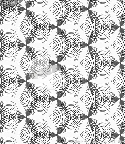 Image of Monochrome linear striped puckered hexagons