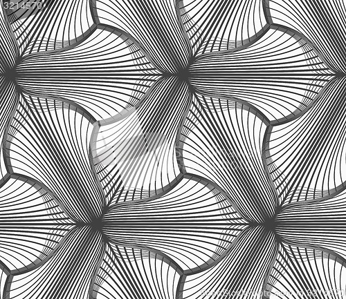 Image of Monochrome hatched three pedal flowers