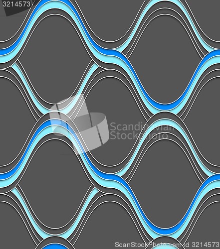 Image of Blue embossed interlocking wavy lines