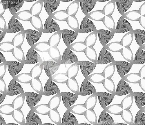 Image of Monochrome three pedal flowers with dark triangles