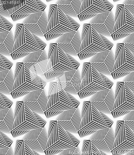 Image of Monochrome striped shapes forming pyramids