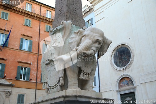 Image of Monument of Elephant by Bernini on Piazza della Minerva in Rome,