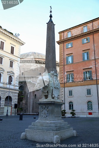 Image of Monument of Elephant by Bernini on Piazza della Minerva in Rome,