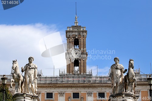 Image of Statues of the Dioscuri on Piazza del Campidoglio in Rome, Italy