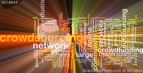 Image of Crowdsourcing wordcloud concept illustration glowing