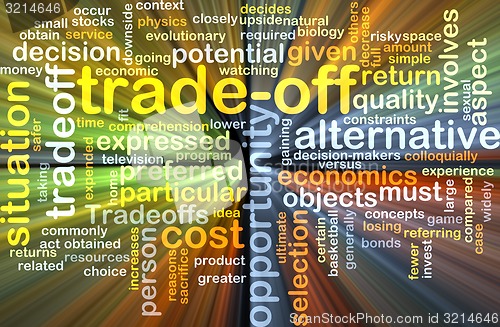 Image of Trade-off wordcloud concept illustration glowing