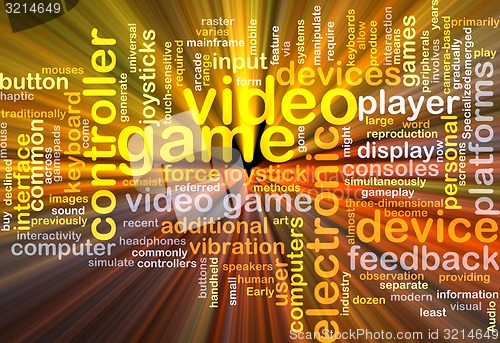 Image of Video game wordcloud concept illustration glowing