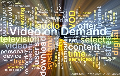 Image of Video on Demand wordcloud concept illustration glowing