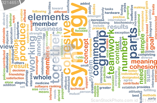 Image of Synergy wordcloud concept illustration