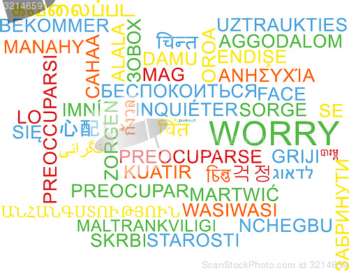 Image of Worry multilanguage wordcloud background concept