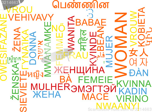 Image of Woman multilanguage wordcloud background concept