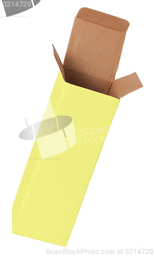Image of Yellow cardboard box on a white background