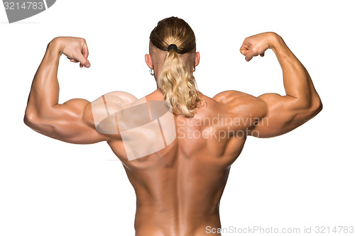 Image of Attractive male body builder on white background