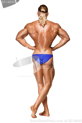 Image of Attractive male body builder on white background