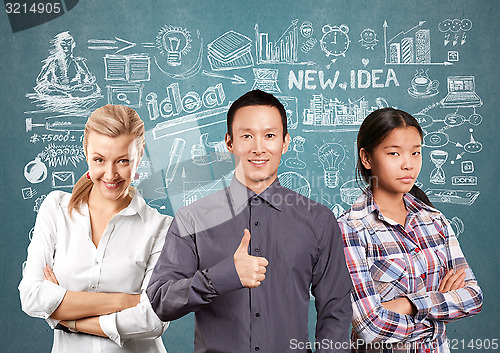 Image of Asian team and Business Woman and Man