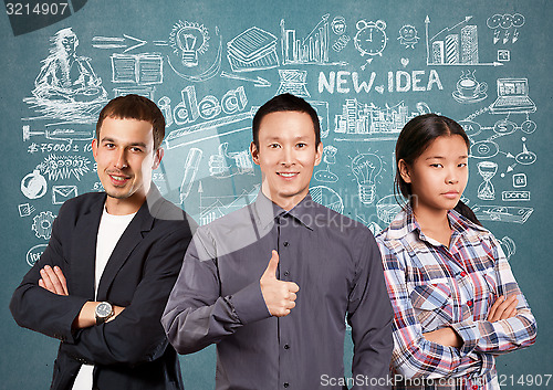 Image of Asian team and Businessman In Suit