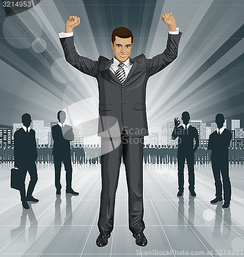 Image of Vector Businessman With Hands Up