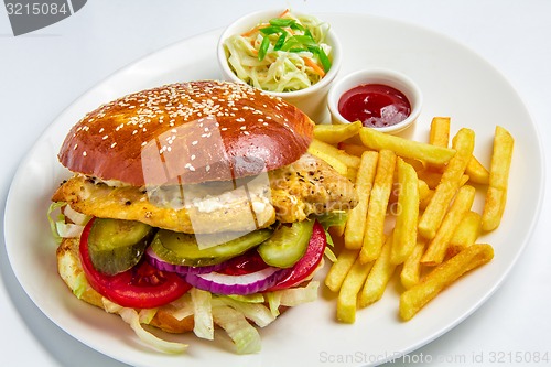 Image of hamburger on white background