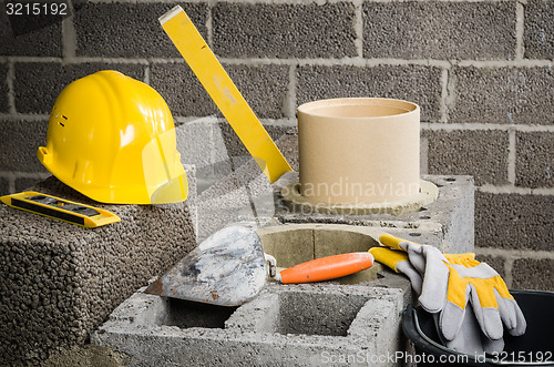 Image of Construction of modular ceramic chimney 