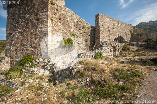 Image of The high fortress walls, Stari Bar, Montenegro.