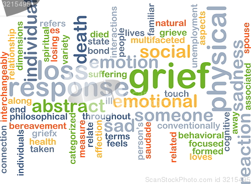 Image of grief wordcloud concept illustration