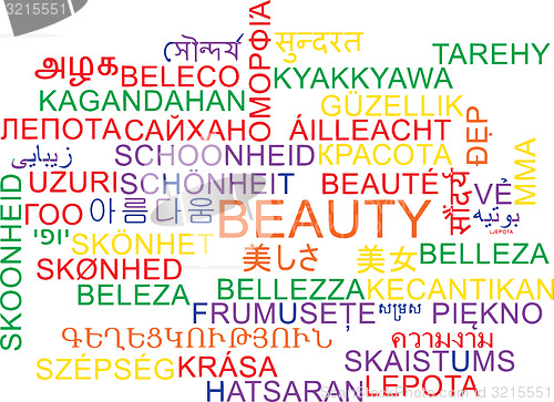 Image of Beauty multilanguage wordcloud background concept