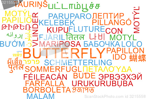 Image of Butterfly multilanguage wordcloud background concept