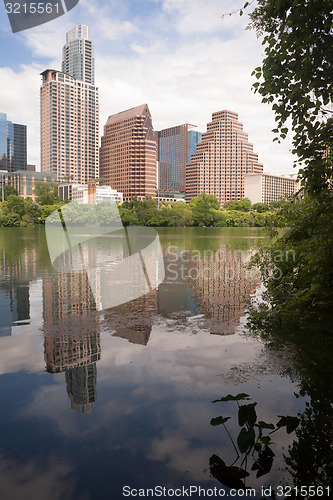 Image of Austic City Skyline Under First Street Bridge Colorado River