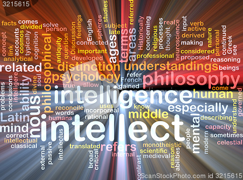 Image of Intellect background wordcloud concept illustration glowing