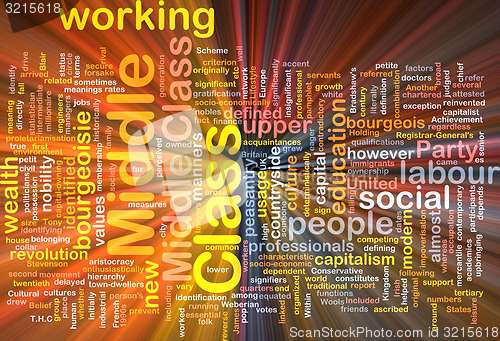 Image of Middle class  background wordcloud concept illustration glowing