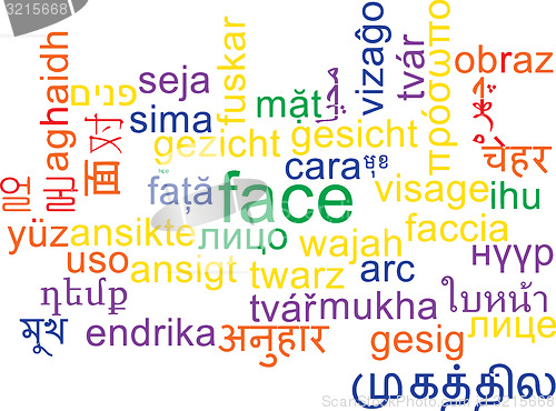 Image of Face multilanguage wordcloud background concept